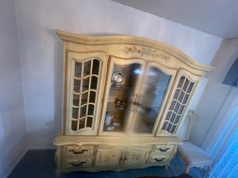 French Country Dining Breakfront With Carved Accents China Cabinet