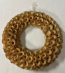 Wall Hanging Lloyd & Hannah Wood Curl Wreaths, Wooden Roses, Natural Fashion Look Gold Flowers.             B5