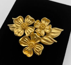 Gold Tone Flower Brooch