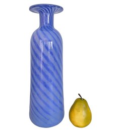 Tall Murano Art Glass Blue Swirl Vase 14'