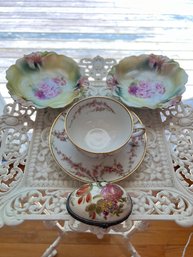 Limoges Side Bowls, Limoges Teacup, Porcelain Covered Egg