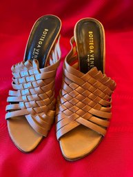 Bottega Veneta Wedge Heel Woven Leather Sandal Size 36.5