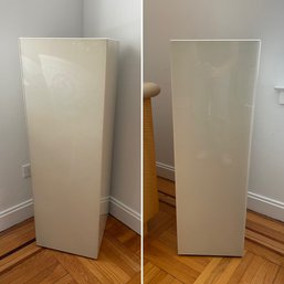 Pair Of Square Lucite Covered Display Columns