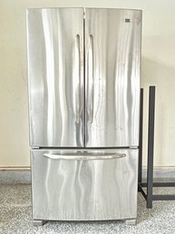 A Stainless Steel Maytag French Door Refrigerator Freezer - Model MFF2558VEM4 - Garage