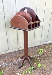 Antique Stand Alone Wood Magazine Rack