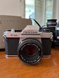 Vintage Pentax K1000 Asahi Film Camera With Kino Lens, Binoculars, Polaroid 230 & More