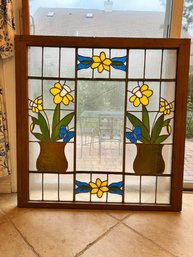 Framed Stained Glass Of Flowers