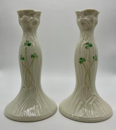 Pair Of Belleek - Daisy Candlesticks