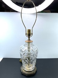 Cut Crystal And Bronze Table Lamp