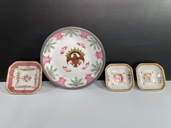 Vintage Japanese Porcelain Ware Pewter Encased Bowl  & Porcelain De Paris