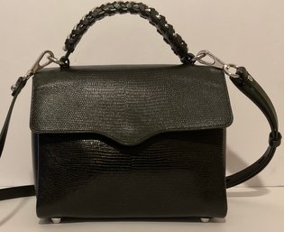 Rebecca Minkoff Black Leather Silver Chain Handle Petite Handbag