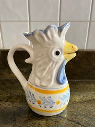 Vintage Rooster Pitcher, Made In Portugal