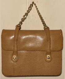 Jacomo Italian Lizard Pebbled Leather Tan Handbag.