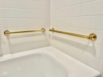 A Set Of Brass Towel Bars, Grab Bars And TP Holder