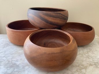 Four Mid Century Turned Wood Bowls
