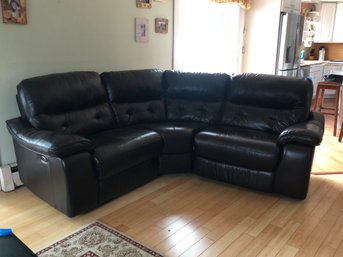 HTL Chocolate Brown Curved Power Recliner Sectional