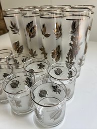 16 Vintage Libbey Leaf Bar Glasses