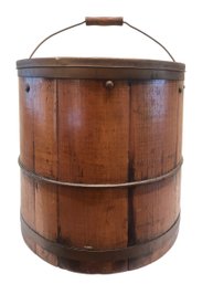 Antique Wooden Bucket With Lid