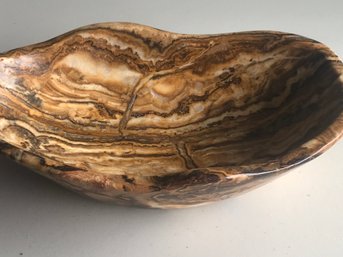 Deep Natural Petrified Wood  Bowl , 4 LB , 12 Inch By 8 Inc