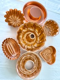 Lot Of 7 Vintage Copper Tone Molds (mostly Mirro) - NO DENTS!!!