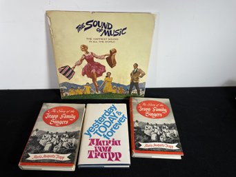 THREE SIGNED TRAPP FAMILY BOOKS AND A SIGNED SOUND OF MUSIC RECORD