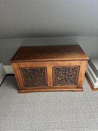 Carved Oak Antique Trunk Or Chest