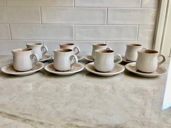 Set Of 8 Demitasse Cups/saucers By Oblique Stoneware Toscany