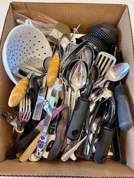 Box Lot Of Kitchen Drawer Contents, Box 1 Of 2