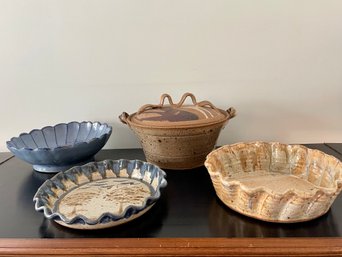 Nice Grouping Of Artisan Made Pottery Vessels, Two Signed & Dated 1989