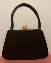 Bienen-Davis Vintage Dark Chocolate, Black Suede Handbag