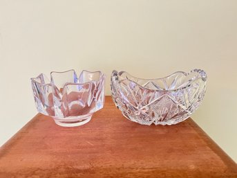 Antique American Cut Glass Bowl And Orrefors Crystal Bowl