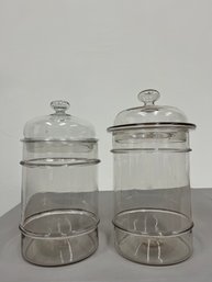 Pair Of Large Glass Jars With Lids