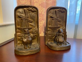 Pair Vintage Metal Bookends From Holland By Julie Yates 1972 - Gorham Co.