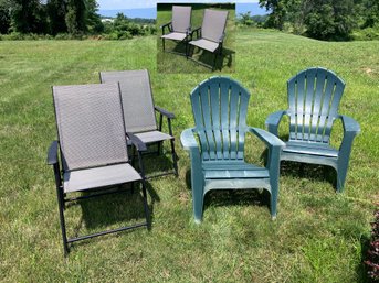 48. Outdoor Chairs Inc. Folder Chairs And 2 Adirondack Chairs