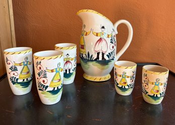 Collection Of Hand Painted Folk Themed Ceramic Ware