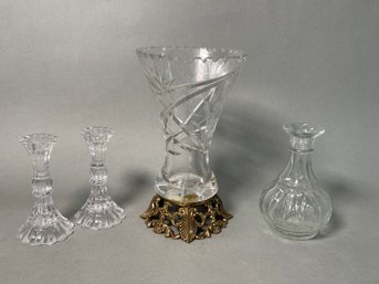 Pretty Glass Vases & Candlesticks