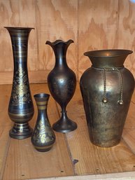 Vintage Black Brass And Gold Floral Etched Items And More