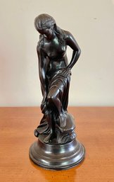 Vintage Venus Of The Bath Bronze Sculpture Signed