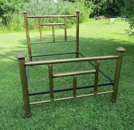 19th C. Full Size Victorian Era Brass & Iron Bed With Rails, Footboard & Headboard - Boy This Is A Nice One