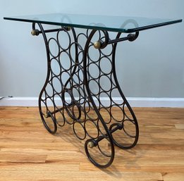 Iron Wine Rack With Glass Top