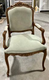 Louis XV Style Open Armchair With Suede Upholstery