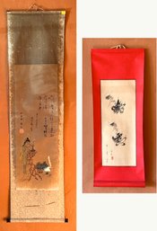 Pair Of Antique Japanese Scroll Paintings