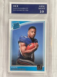 2018 Donruss Saquon Barkley Rated Rookie Card #306    IGX Graded Gem Mint 10