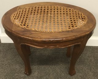 Antique Carved Oval Caned Table