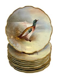 Limoges Pheasant / Game Bird Artist Signed Plates - Set Of 8