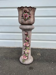 Capodimonte Porcelain Pedestal Column And Vase