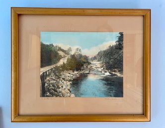 Wallace Nutting (American, 1861-1941) 'A Little River' Hand Colored Print, With Original Framing