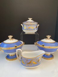 Xx Sweet Four Piece China In Blue & Gold