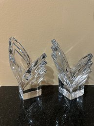 Pair Unsigned Heavy Crystal Candle Holders