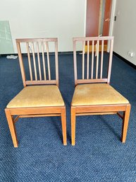 Set Of 2 Wood Inlay Chairs